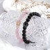 Jeka Magnetic Matching Couples Bracelets Natural Stone Beaded Long Distance Relationships Gifts for Men Women His Hers Friends-Black and pink crown