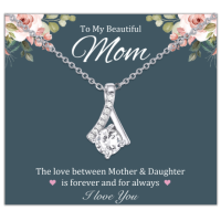 Jeka Grandma/Mom Necklace Heart CZ Stone Necklace Mothers Day Birthday Christmas Gifts-JK-007-CZ-Mom