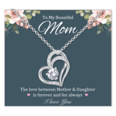 Jeka Grandma/Mom Necklace Heart CZ Stone Necklace Mothers Day Birthday Christmas Gifts-JK-007-Heart-Mom