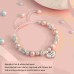 Jeka Charm Bracelets for Girls Flower Girls, Pink Pearl Heart Charm Bracelets Christmas Jewelry Gifts for Girls Flower Girls-MY-102-Flower girls gifts