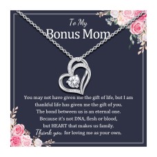 Jeka Bonus Mom Gifts from Daughter, Bonus Mom Necklace, Gifts for Stepmom Birthday Mother's Day Gifts, Step Mom Gifts from Son, Second Mom Gifts, Foster Mom, Adoption Mom Gifts--JK-002-bonus mom