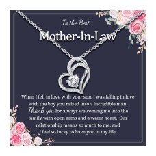 Jeka Mother in Law Gifts from Daughter in Law, Mother in Law Wedding Gift from Bride, Mother In Law Necklace Birthday Christmas Mothers Day Gift, Mother Daughter Infinity Love Heart Mom Necklace--JK-002-mother in law