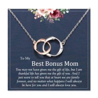 Jeka Bonus Mom Necklace, Bonus Mom Gifts from Daughter,Rose Gold Infinity Circle Necklace,Stepmom Birthday Christmas Mother's Day Gifts, Step Mom Gifts from Son, Second Mom, Foster Mom, Adoption Mom Gifts-JK-009-Bonus MOM