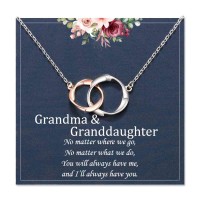 Jeka Grandma Granddaughter Necklace,Gifts For Grandma,Rose Gold Double Circle Necklace Generations Mothers Day Gifts for Grandma Christmas Birthday Gifts for Grandmother Nana Gigi Granddaughter Gifts from Grandma-JK-009-GMD