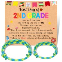 Jeka First Day of School Bracelet for Mom and Daughter Back to School Bracelet Mommy and Me Matching Paracord Mother Daughter Bracelet Back to School Gifts for Girls---JK-011-G-2ND-2PCS