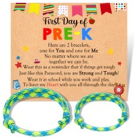 Jeka First Day of School Bracelet, Back to School Gift Mother Daughter Matching Paracord Bracelets set for Mommy and Me for Mother Daughter Girls to My Son Bracelet from Mom---JK-011-G-PK-2PCS