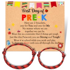 Jeka Mother Son Back to School Bracelet Mommy and Me Son First Day of School Family Bracelet for Mom and Son Father Son Matching Paracord Bracelet Back to School Gifts for Girls---JK-011-R-PK-2PCS