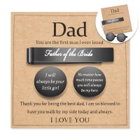 Jeka Cufflinks for Men, Father of The Bride Gifts from Daughter,Wedding Gift for Dad, Cufflinks Tie Bar Jewelry Gift from Bride, Dad Gifts from Daughter-JK-012-B-FOTB