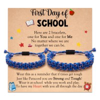 Jeka First Day of School Bracelets Gifts, Back to School Gifts, Mommy and Me Matching Bracelets, Mom and Son Bracelet, Back to School Bracelet,Sister Brother Daughter Son Gifts from Mom Father Blue Bracelets---JK-022-SCH-blue red
