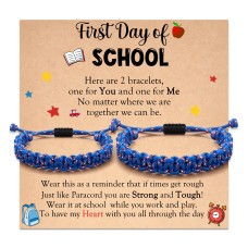 Jeka First Day of School Bracelets Gifts, Back to School Gifts, Mommy and Me Matching Bracelets, Mom and Son Bracelet, Back to School Bracelet,Sister Brother Daughter Son Gifts from Mom Father Blue Bracelets---JK-022-SCH-blue red