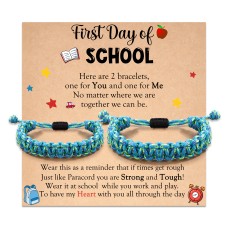 Jeka Back to School Gifts, First Day of School Bracelets Gifts, Mommy and Me Matching Bracelets, Mom and Son Bracelet, Back to School Bracelet, First 1st Day of School Bracelets Gifts, Sister Brother Daughter Son Gifts---JK-022-SCH-light blue green