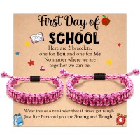 Jeka Back to School Gifts, First Day of School Bracelets Gifts, Mommy and Me Matching Bracelets, Mom and Son Bracelet, Back to School Pink Bracelet, First 1st Day of School Bracelets Gifts, Sister Niece Daughter Gifts from Mom Father