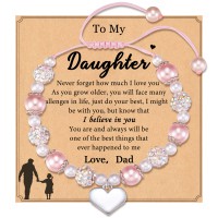 Jeka Daughter Gifts Daughter Gifts from Dad Father Daughter Gifts Daughter Jewelry Year Old Girls Graduation Gifts for Teen Little Girls Daughter from Dad Daddy Birthday Gifts for Daughter Pink Pearl Heart Charm Bracelets from Dad---MY-101 Daughter Father