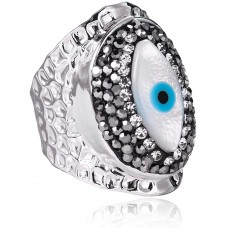 Jeka Evil Eye Ring Jewelry Hippie Punk Cool Rings Mal De Ojo Turkish Protection-silver