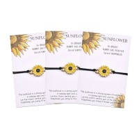 Jeka Handmade Sunflower Boho Bracelet Friendship Jewelry for Women Girl 2 Set-3B