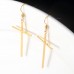 Jeka Hypoallergenic Stainless Steel Cross Earrings Long Dangle Minimalist Jewelry for Women Girls Family Friends Gifts-G