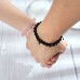 Jeka Magnetic Matching Couples Bracelets Natural Stone Beaded Long Distance Relationships Gifts for Men Women His Hers Friends-Black and pink crown