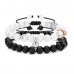 Jeka Magnetic Matching Couples Bracelets Natural Stone Beaded Long Distance Relationships Gifts for Men Women His Hers Friends-Black and white crown