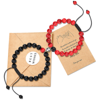 Jeka Magnetic Matching Couples Bracelets Natural Stone Beaded Long Distance Relationships Gifts for Men Women His Hers Friends-HH